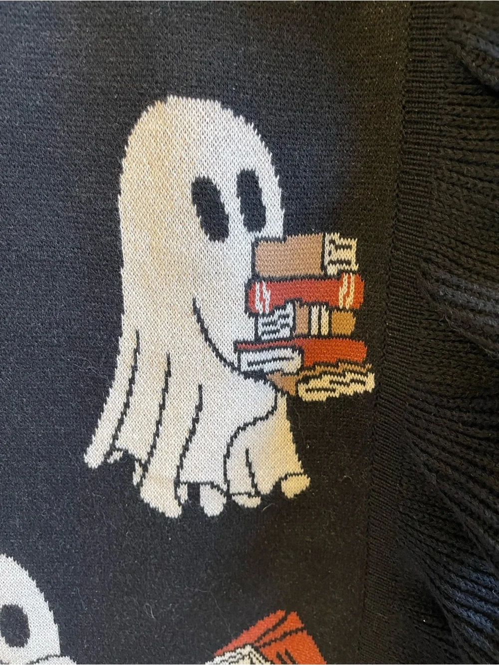 2026 Halloween Ghost Reading Book Blanket in Black - NWT **